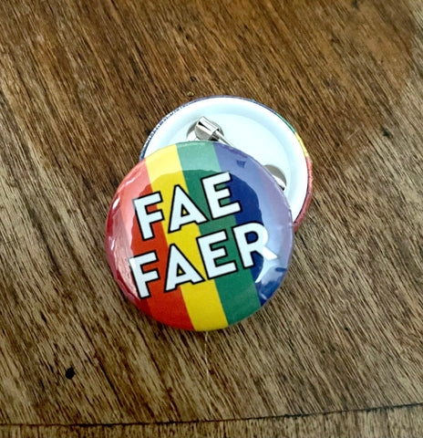 Fae/Faer Rainbow Button 1"