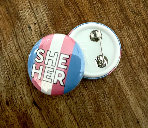 She/Her Trans Flag Button 1"