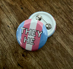 They/He Trans Flag Button 1"