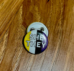 She/They Enby Flag Button 1"