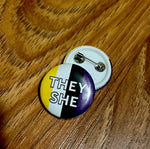 They/She Enby Flag Button 1"